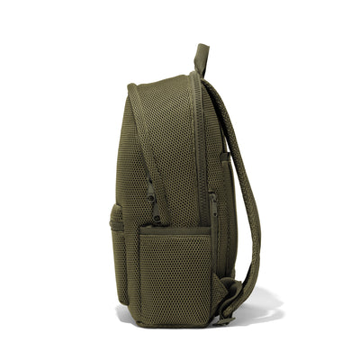 Dagne Dover large Dakota airmesh Backpack in dark green seen from the side.