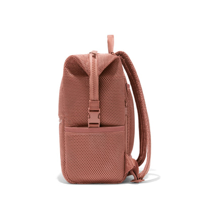 Dagne Dover Large Indi Diaper Backpack in dust pink air mesh seen from the side.