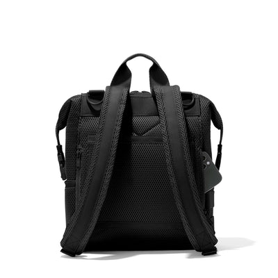 Dagne Dover Medium Indi Diaper Backpack in black air mesh seen from the back.