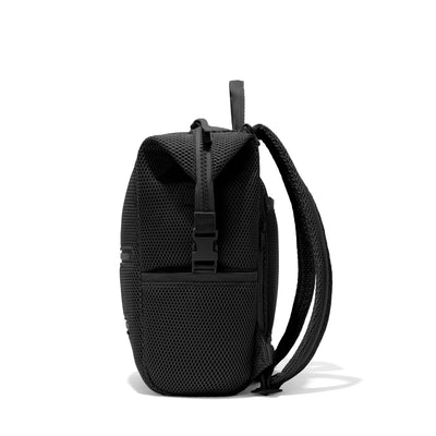 Dagne Dover Medium Indi Diaper Backpack in black air mesh seen from the side.