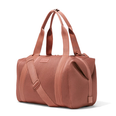 Large Landon Carryall in warm dust pink air mesh, side view