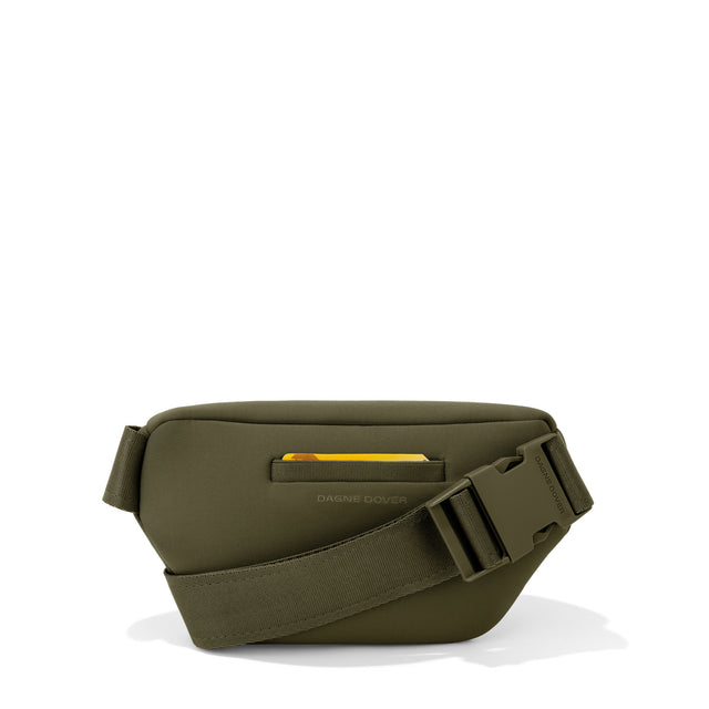 Dagne Dover Ace Fanny Pack in dark green  seen from the back