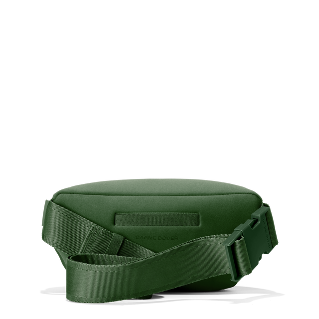 Dagne Dover ace fanny pack in a rich, classic forest green seen from the back.
