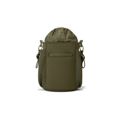 Dagne Dover Sloan Water Bottle Sling in a deep olive green seen from the back.