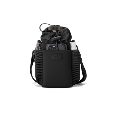 Dagne Dover Sloan Water Bottle Sling in black containing a water bottle and accessories.