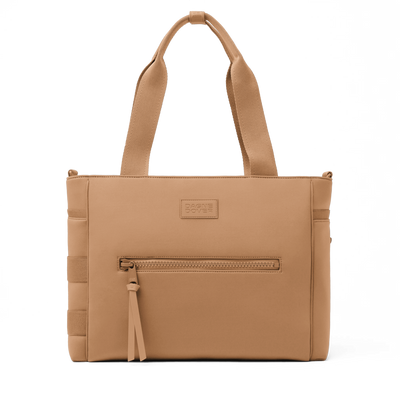 Dagne Dover large Wade Diaper Tote in camel brown with the shoulder strap removed.