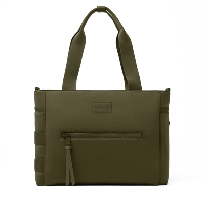 Dagne Dover large Wade Diaper Tote in dark green with the shoulder strap removed.