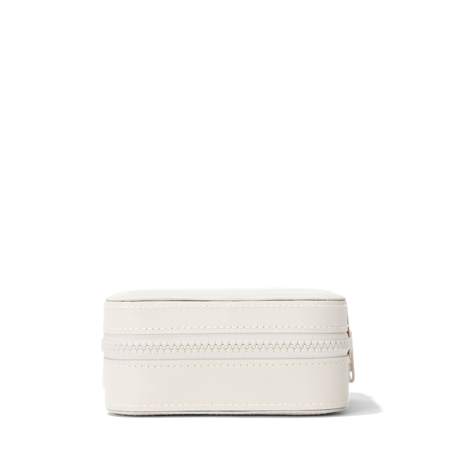 Dagne Dover Large Frankie Jewelry Case in white seen from a side.