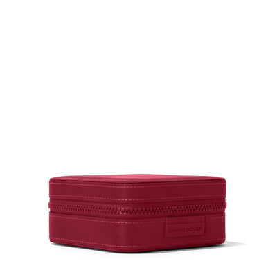 Dagne Dover Large Frankie Jewelry Case in a spice red seen from an angle.