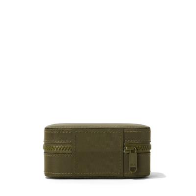 Dagne Dover Small Frankie Jewelry Case in dark dark green seen from the back.