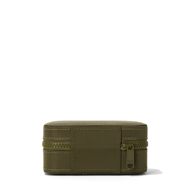 Dagne Dover Small Frankie Jewelry Case in dark dark green seen from the back.