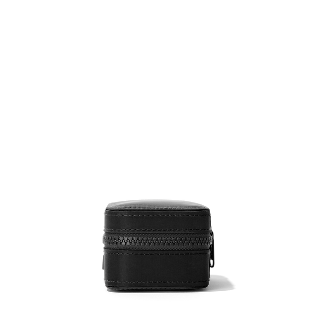 Dagne Dover Small Frankie Jewelry Case in black seen from a side.