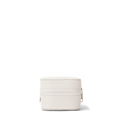 Dagne Dover Small Frankie Jewelry Case in white seen from a side.