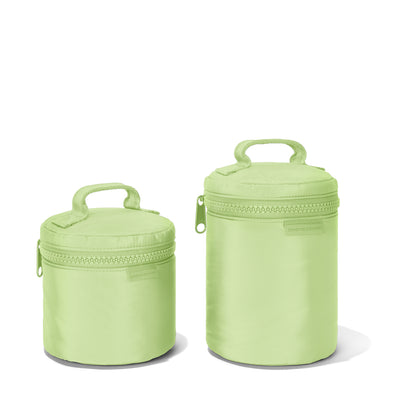 Dagne Dover small and large Mila Toiletry Pouches in matcha green.