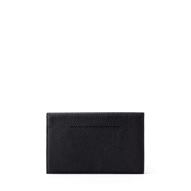 Dagne Dover Accordion Travel Wallet in black, revealing the external card slot.