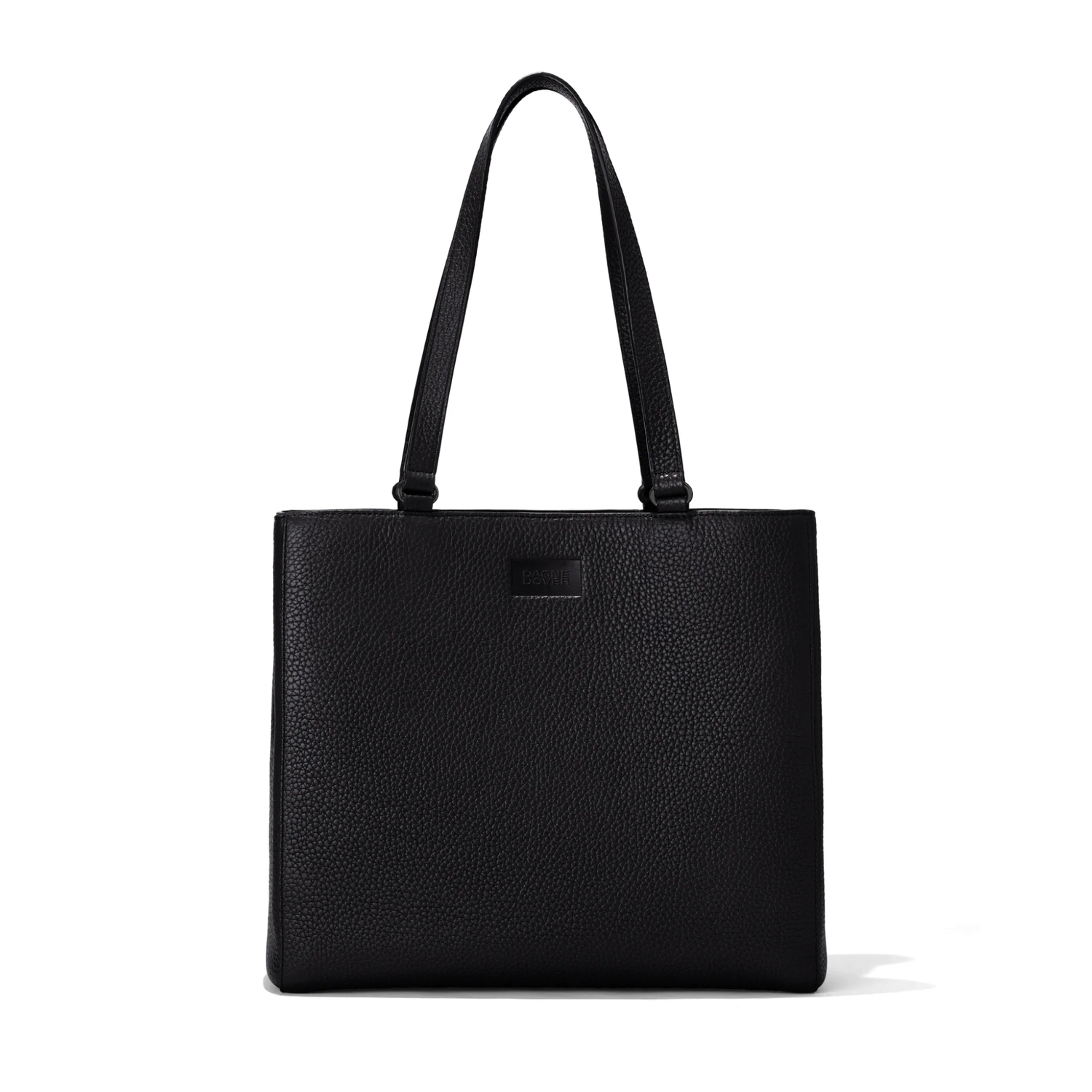 Black Leather-Look Handle Front Tote Bag