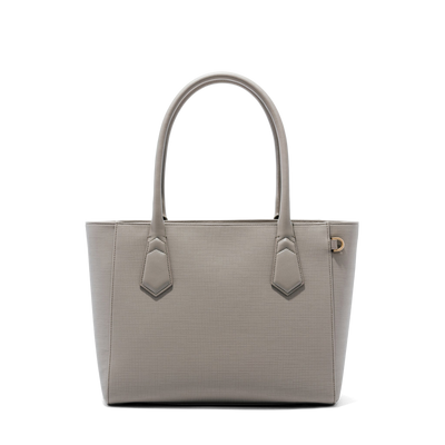 Dagne Dover Classic Signature Leather Tote in beige.