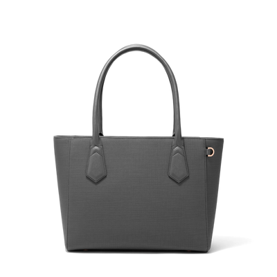 Dagne Dover Classic Signature Leather Tote in grey.