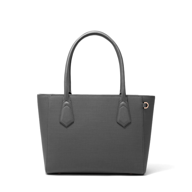 Dagne Dover Classic Signature Leather Tote in grey.