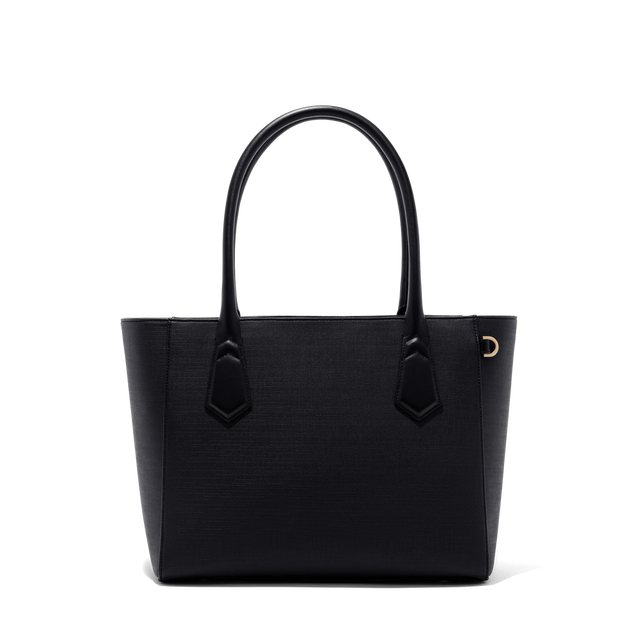 Dagne Dover Classic Signature Leather Tote in black.