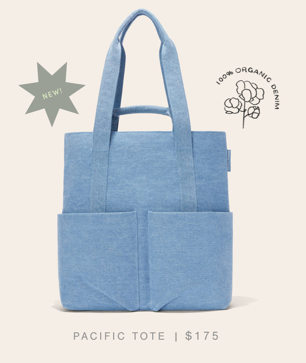 Pacific Tote, Denim - $175 - New! 100% Organic Denim