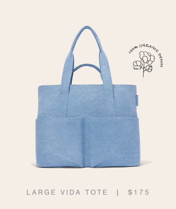 Large Vida Tote, Denim - $175 - 100% Organic Denim