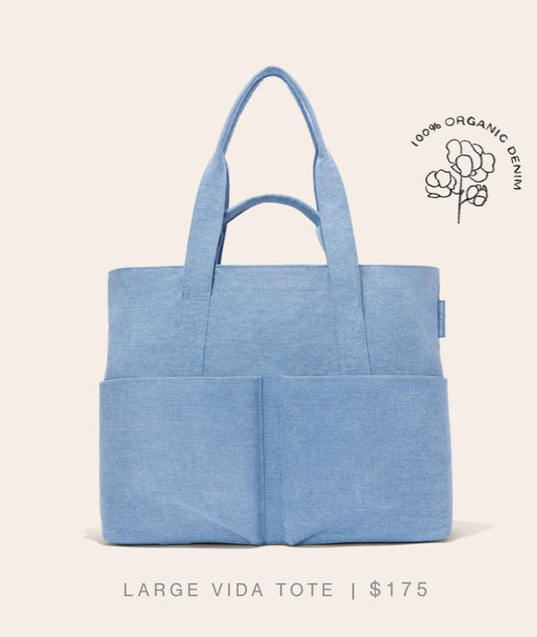 Large Vida Tote, Denim - $175 - 100% Organic Denim