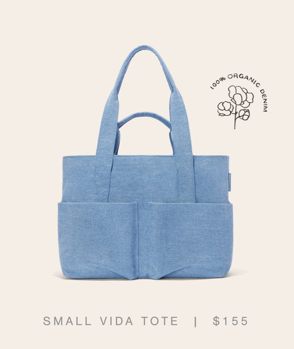 Small Vida Tote, Denim - $155 - 100% Organic Denim