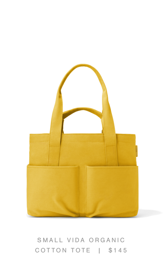 Small Vida Organic Cotton Tote, Ochre - $145